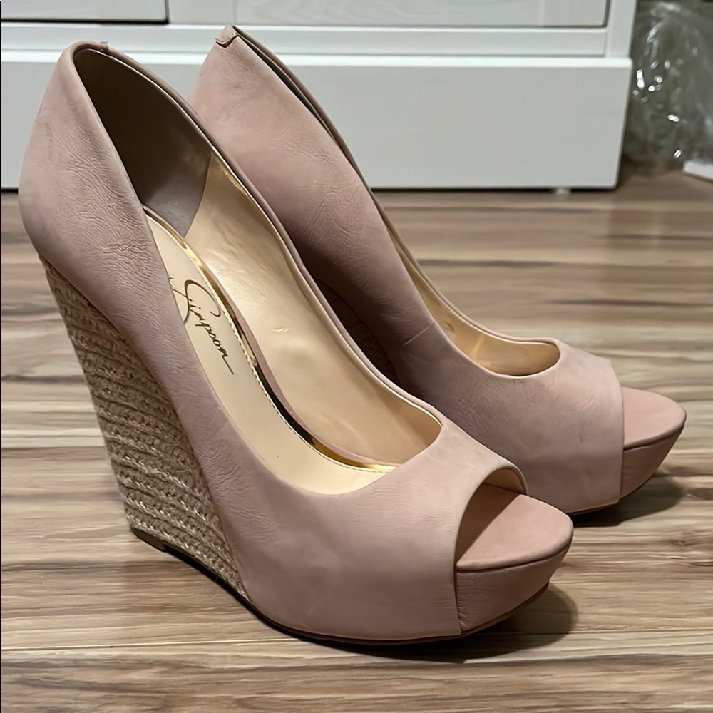 Jessica Simpson Pink Cream Wedge Heels - Picture 2 of 9